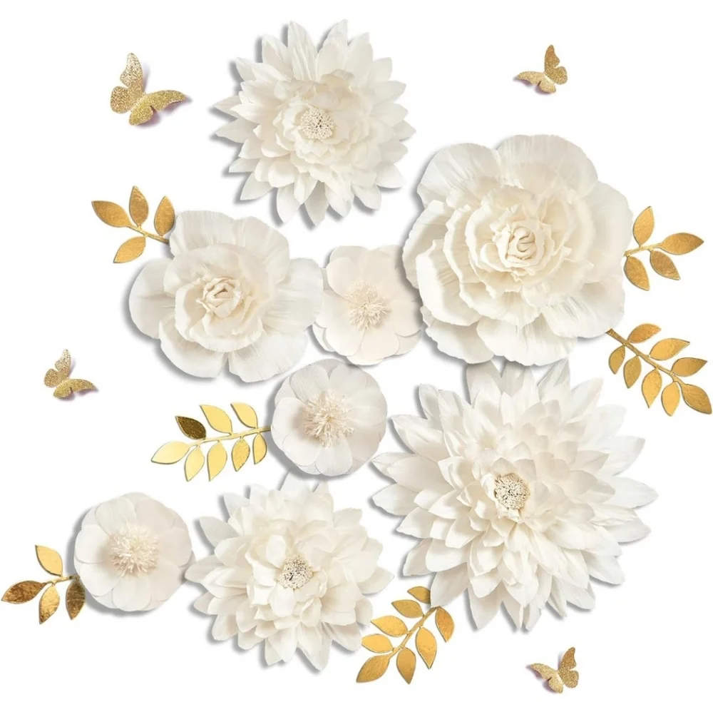 NEW White Paper Flower Decorations for Wall Party/Backdrop/Weddings/Birthday